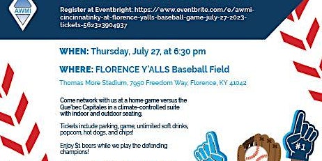 AWMI Cincinnati/NKy at Florence Y'Alls Baseball Game - July 27, 2023 primary image
