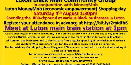 Luton Black Men/MoneyMob economics shopping day Sat 4th Aug 1pm primary image
