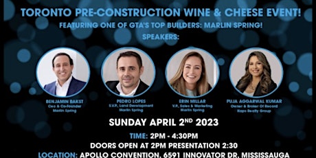 Greater Toronto Pre-construction Market Update -  Wine & Cheese Event!