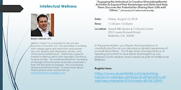 Joining Hands in Wellness - SAMHSA's 8 Dimensions of Wellness (Marietta 8/10)