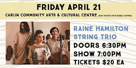 Raine Hamilton String Trio - Small Hall Music Crawl - Friday 21st April