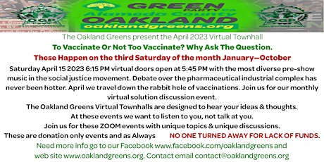 Oakland Greens VTH To vaccinate or Not Too Vaccinate? Why ask the question.