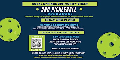 2nd Coral Springs Community Chest Pickleball Tournament primary image
