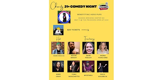 21+ Charity Comedy Night at Seadog Exeter to benefit Hero Pups!