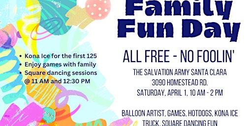 Free Family Fun Day @ The Salvation Army Santa Clara