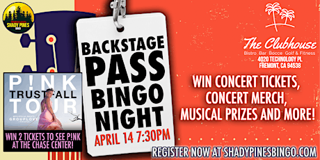 Backstage Pass Bingo Night at The Clubhouse Bistro & Bar!