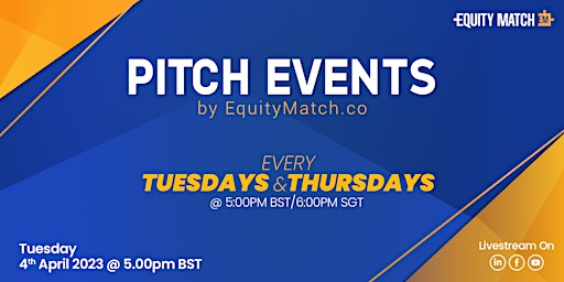 Pitch Event by EquityMatch - Venture Capital, Angel Investors and Startups