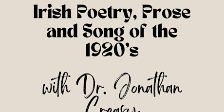 Irish Poetry, Prose and Song of the 1920’s
