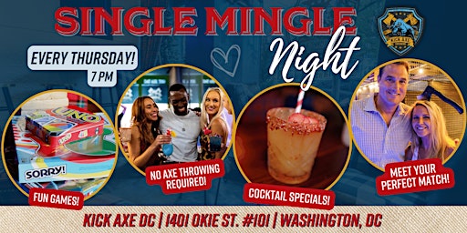 Imagen principal de Biggest Singles Mingle Night @ Kick Axe Throwing Washington DC!