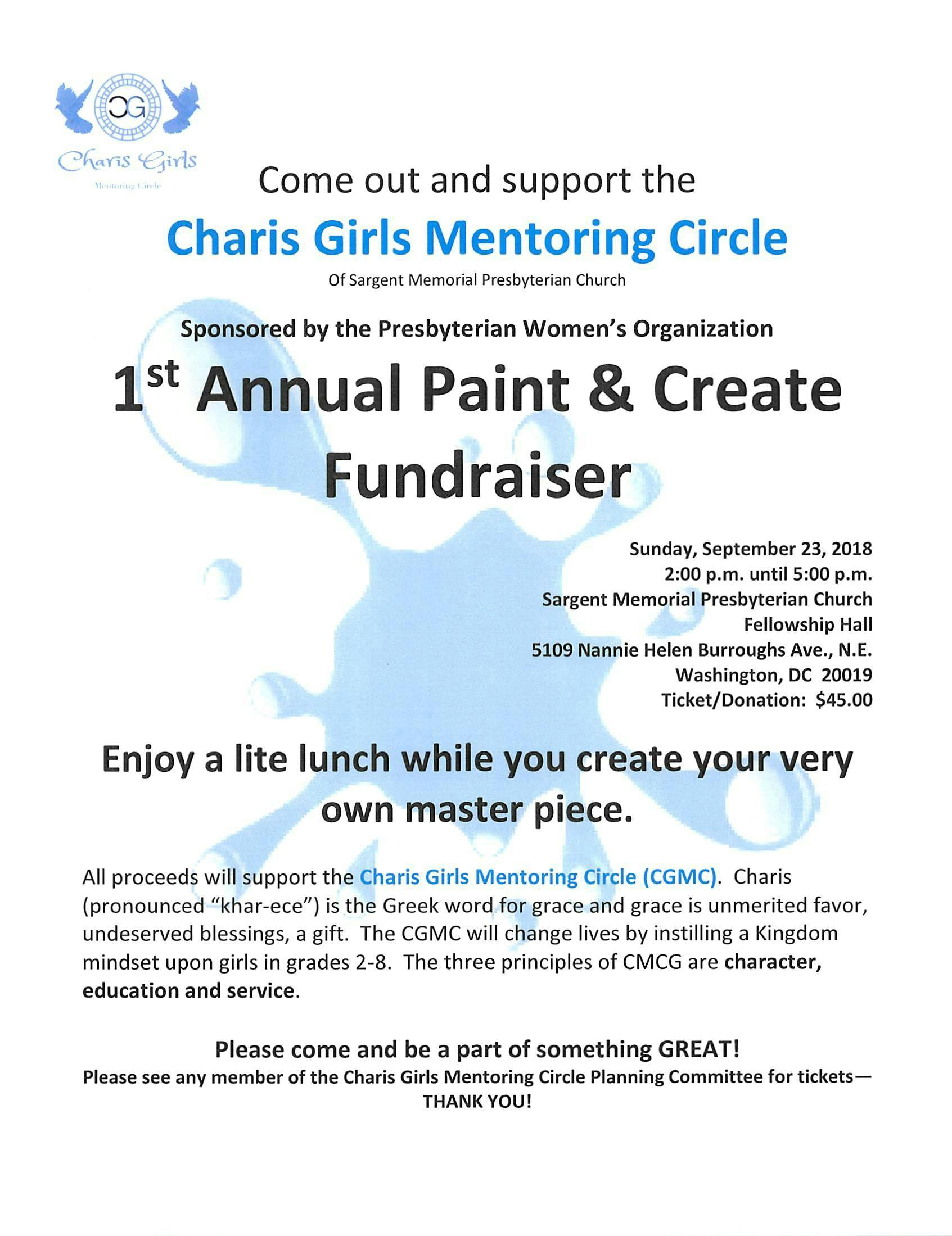 charis girls mentoring circle create paint fundraiser 23 sep 2018
