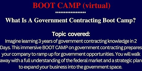 Government Contracting Boot Camp (Online)
