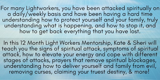 Hauptbild für 12 Month Light Worker's Spiritual Warefare Healing Mentorship