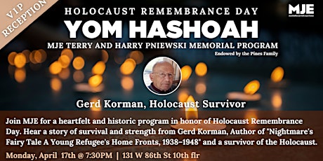 Yom Hashoah/Holocaust Remembrance Day  & Dessert Reception | 20s 30s YJPs