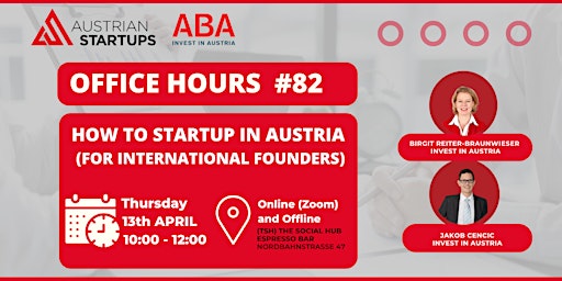 Virtual Office Hours #82:  Startup in Austria  (for International Founders)