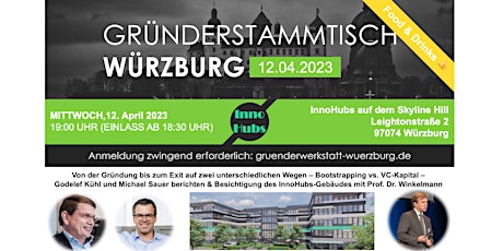 Hauptbild für Gründerstammtisch Würzburg 12. April 2023