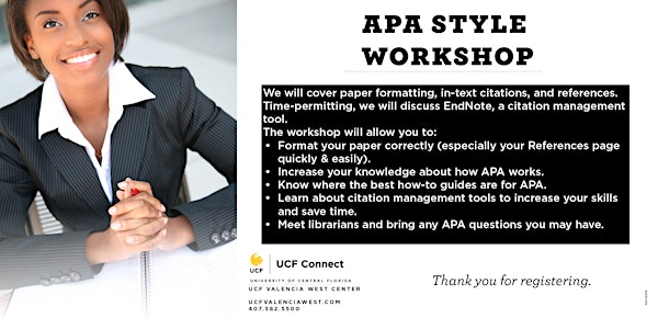 APA Workshop for UCF & Valencia Students, Oct. 1