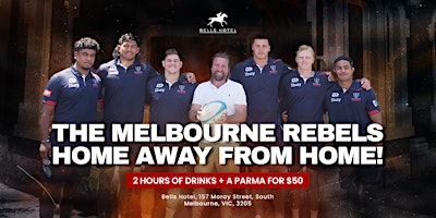 Imagen principal de Melbourne Rebels Home Away From Home - Parma + 2 Hour Drink Package for $50