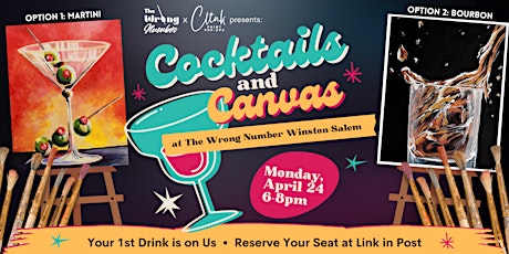Cocktails & Canvas Paint Party Pop-Up at The Wrong Number Winston-Salem