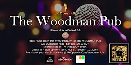 UK Open Mic @ The Woodman Pub / WIMBLEDON / CLAPHAM / PUTNEY / TOOTING primary image