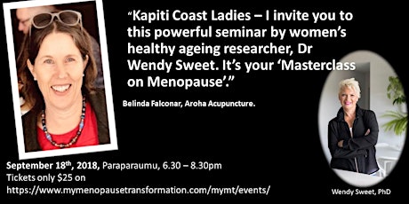 Masterclass on Menopause - KAPITI COAST - by Dr Wendy Sweet primary image