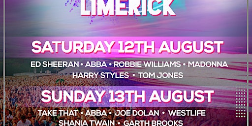 TRIBUTES ON TOUR FESTIVAL LIMERICK SATURDAY 12TH AUGUST  2023