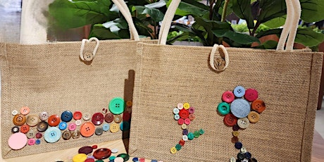 Design your own tote bag with Buttons (payable material fee of $8)