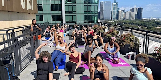 Rooftop Yoga, accompanied by complimentary champagne