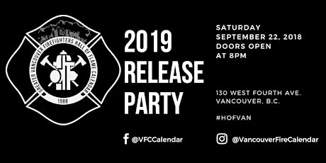 Imagem principal do evento 2019 Vancouver Firefighters Hall of Flame Calendar Release Party