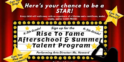 Primaire afbeelding van Rise To Fame Afterschool & Summer Talent Program