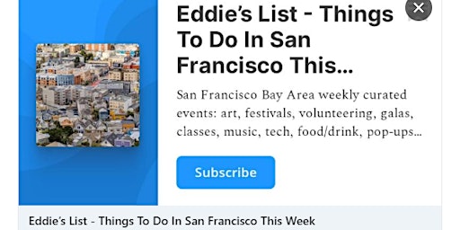 Imagen principal de Eddie's List - San Francisco Event Calendar, Bay Area Events This Weekend,