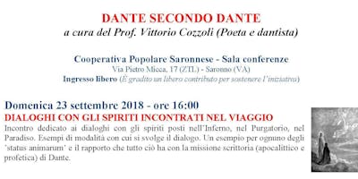 Conferenza Dante Alighieri: dialoghi con gli spiriti incontrati nel viaggio Conferenza Dante Alighieri: dialoghi con gli spiriti incontrati nel viaggio
