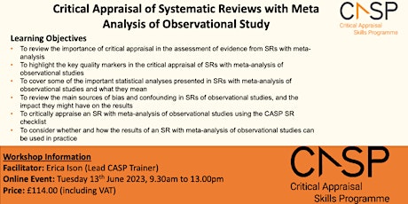 Critical Appraisal of SR's with Meta Analysis of Observational Studies