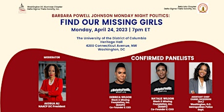 Imagen principal de Barbara Powell Johnson Monday Night Politics on Missing Girls & Trafficking