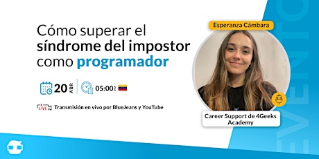 Imagem principal do evento Cómo superar el síndrome del impostor como programador