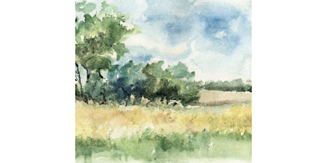Online  Watercolors Painting Class,  Yellow Field