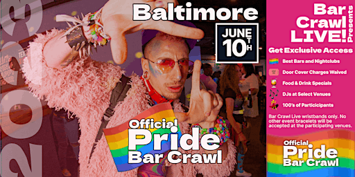Primaire afbeelding van 2023 Official Pride Bar Crawl Baltimore, MD LGBTQ+ Bar Event