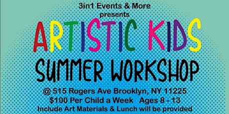  Artistic Kids Summer Workshop | August Sessions Week 1 primary image