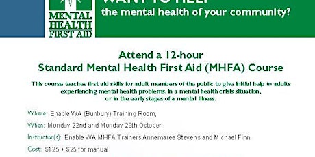 Mental Health First Aid Training - Bunbury JSW  primary image