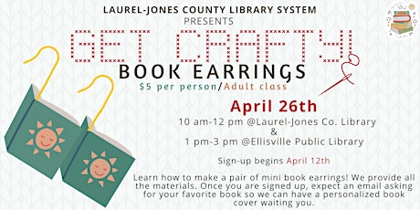 Get Crafty: Book Earrings (Ellisville)