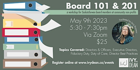 Board 101 & 201 for Saskatchewan board members at community non-profits primary image