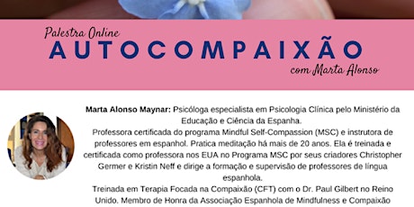 Imagem principal do evento Palestra online Com Marta Alonso: Autocompaixão no Comer Desordenado 