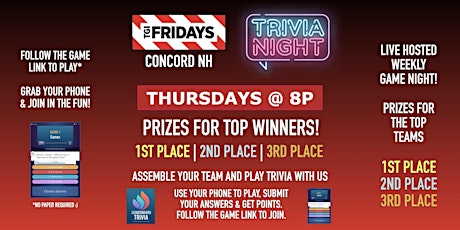 Trivia Game Night | TGI Fridays - Concord NH - THUR 8p
