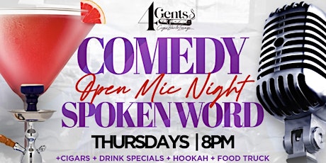 Image principale de 4Gents Cigar Bar & Lounge : Comedy & Spoken Word : Open Mic Night