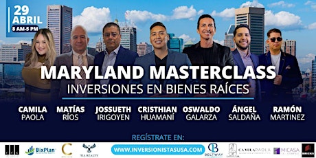 Imagen principal de APRENDE A INVERTIR EN BIENES RAICES. MASTERCLASS-MARYLAND 2023