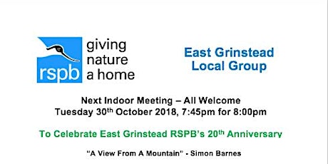 East Grinstead RSPB Local Group - A View From A Mountain - Simon Barnes primary image