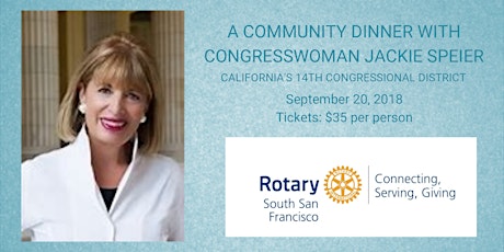 Dinner with Jackie Speier hosted by Rotary Club of SSF primary image