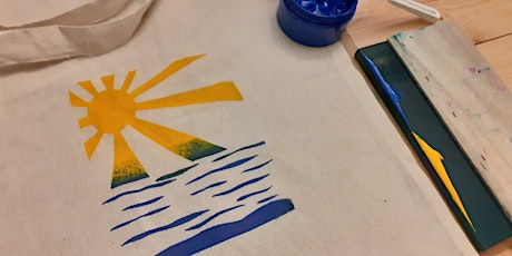 'Sunny Beach' Tote bag, introduction to silk screen print primary image