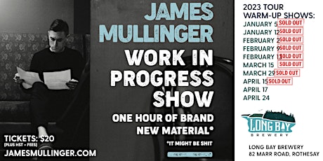 James Mullinger (New Material) at Long Bay Brewery -  Monday 17 April 2023! primary image