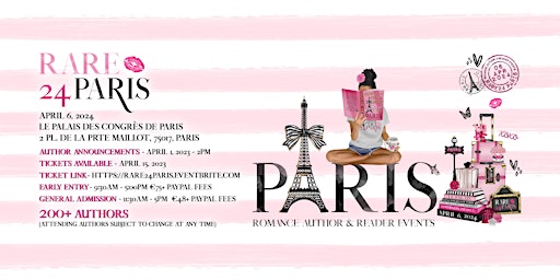 Image principale de Romance Author & Reader Events presents RARE24Paris