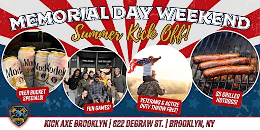 MEMORIAL DAY COOKOUT @ KICK AXE THROWING BROOKLYN! primary image